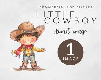 Clipart di un bambino cowboy per uso commerciale, PNG del selvaggio West, Clipart di un bambino cowboy ad acquerello, Festa da cowboy per bambini, Clipart di un bambino western