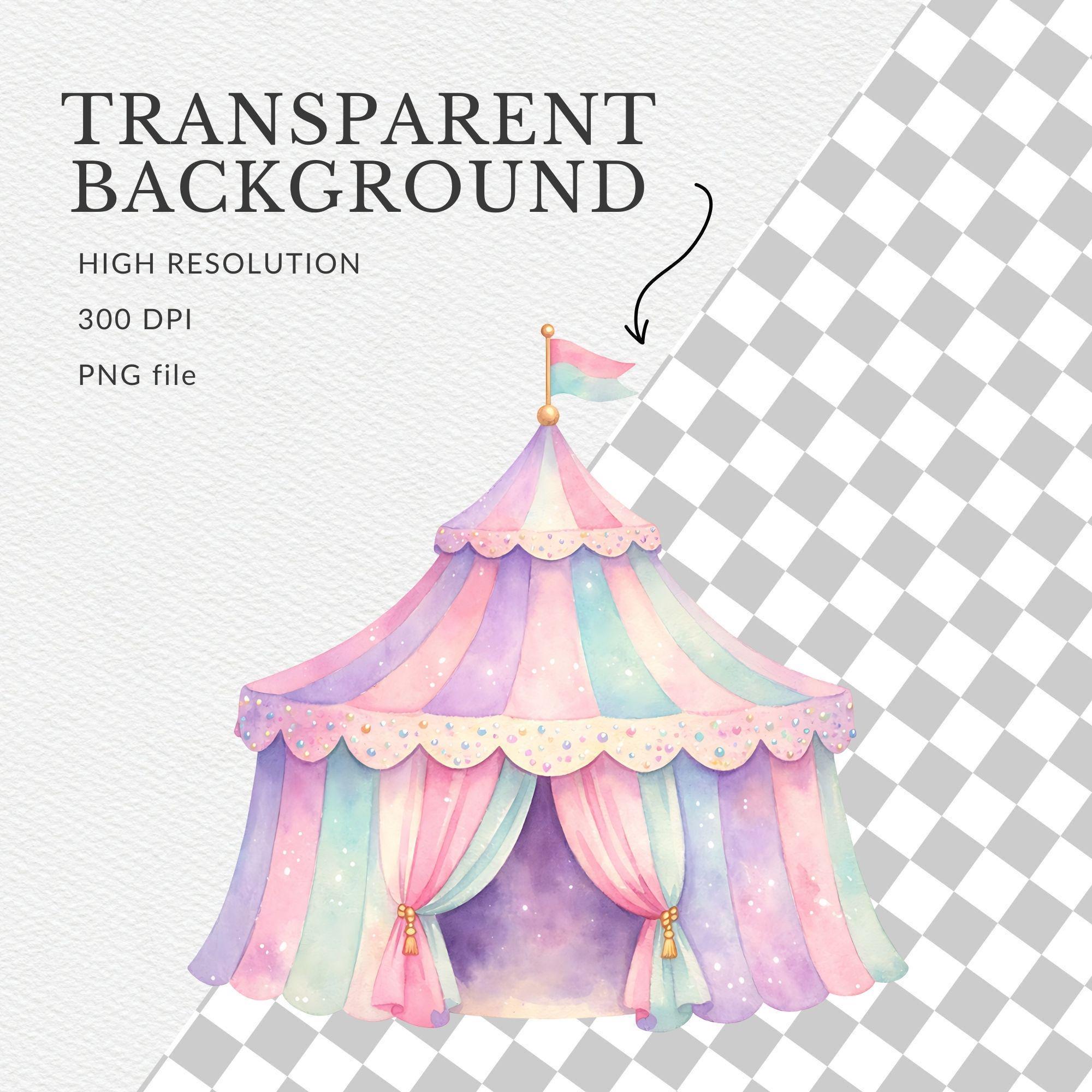 Pastel Circus Tent Clipart Pack for Commercial Use, Watercolor Carnival ...