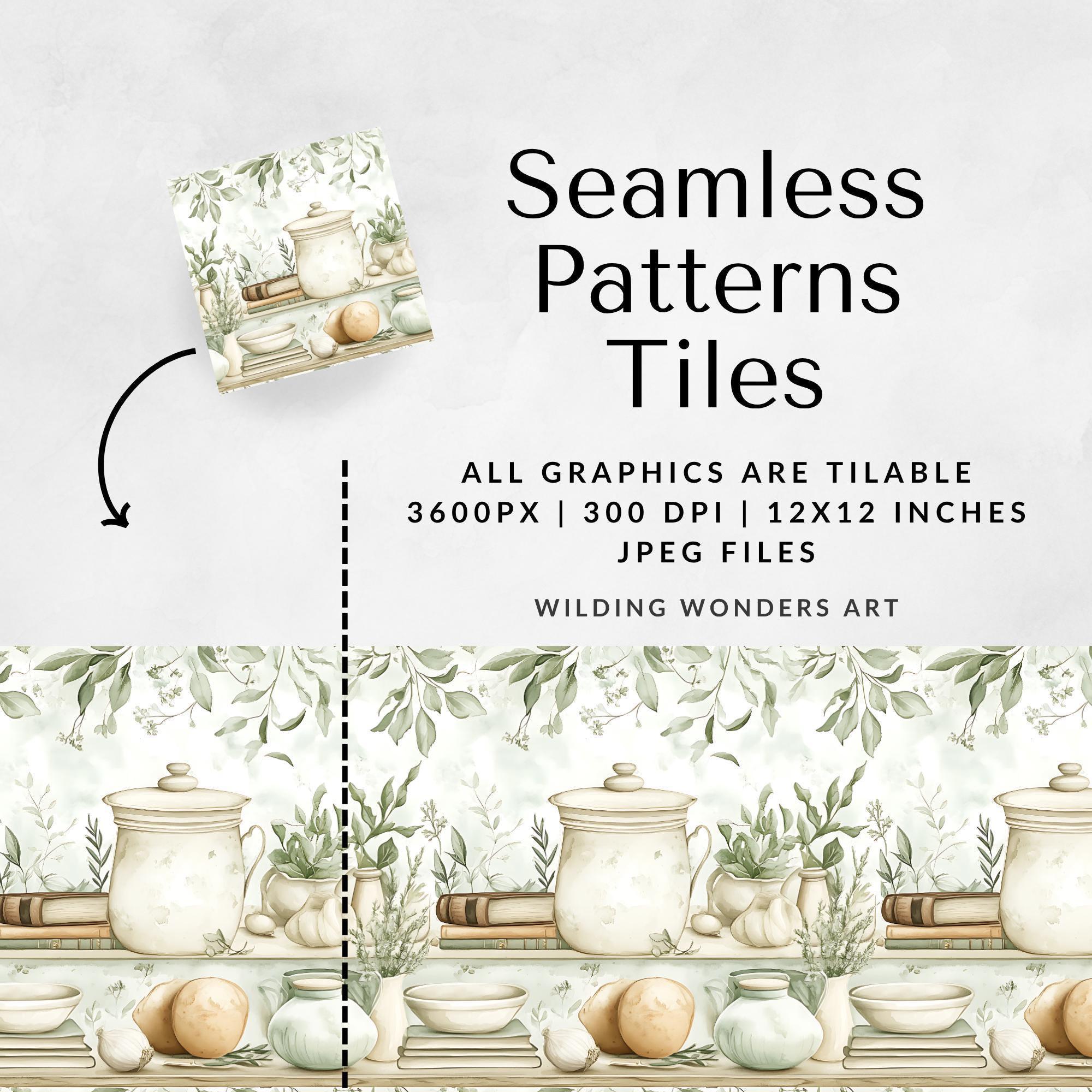 Cookbook Seamless Pattern Backgrounds, Kitchen Clipart, Recipe Book Art ...