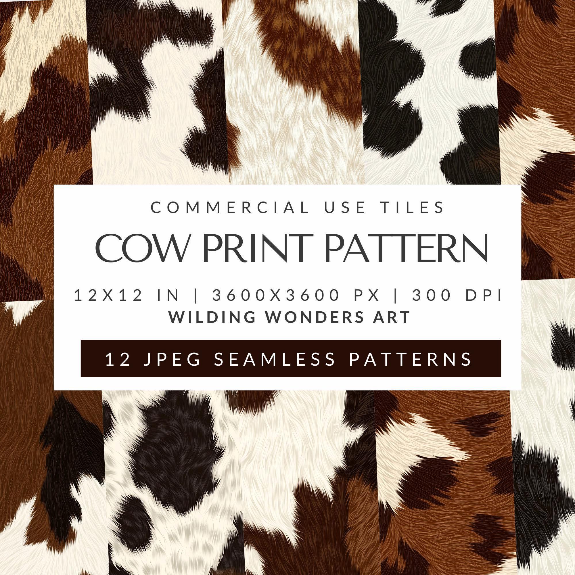 Cow Print Seamless Pattern Tiles Pack for Commercial Use, Western