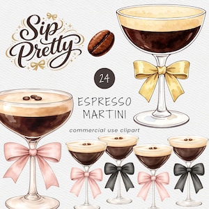 Espresso Martini Clipart Pack for Commercial Use, Coffee Bar Graphics, Cocktail PNG Bundle (Digital Download)