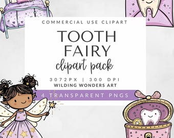 Tooth Fairy Clipart Pack for Commercial Use, Black Tooth Fairy Clip Art, Fairy Letter Clipart, Cute Tooth Clipart, DIGITAL DOWNLOAD