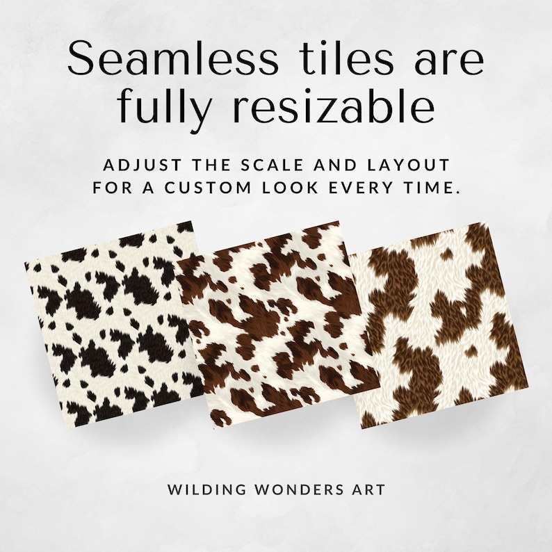 Cow Print Seamless Pattern Tiles Pack for Commercial Use, Western Cow ...