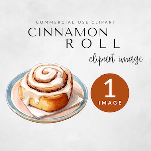 Clipart kaneelbroodje voor commercieel gebruik, uitnodigingen voor verjaardagsfeestje, bakkerijbranding, aquarel dessertkunst, zoete traktatie, DIGITALE DOWNLOAD