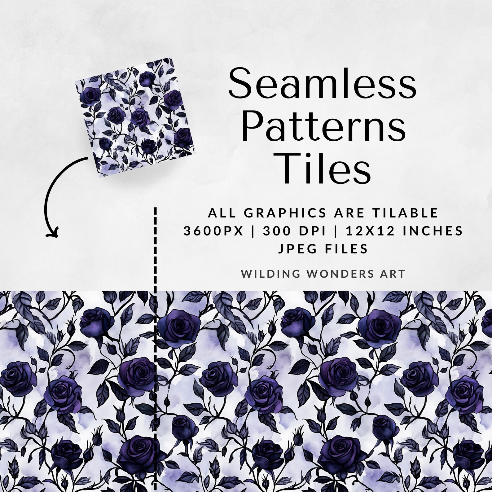 Purple Gothic Seamless Pattern Backgrounds, Skull Roses, Gothic Garden ...