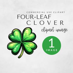 4 Leaf Clover Clipart for Commercial Use, St. Patrick’s Day Shamrock Clipart, Lucky Clover Png, Four-Leaf Clover Illustration, Irish Clipart