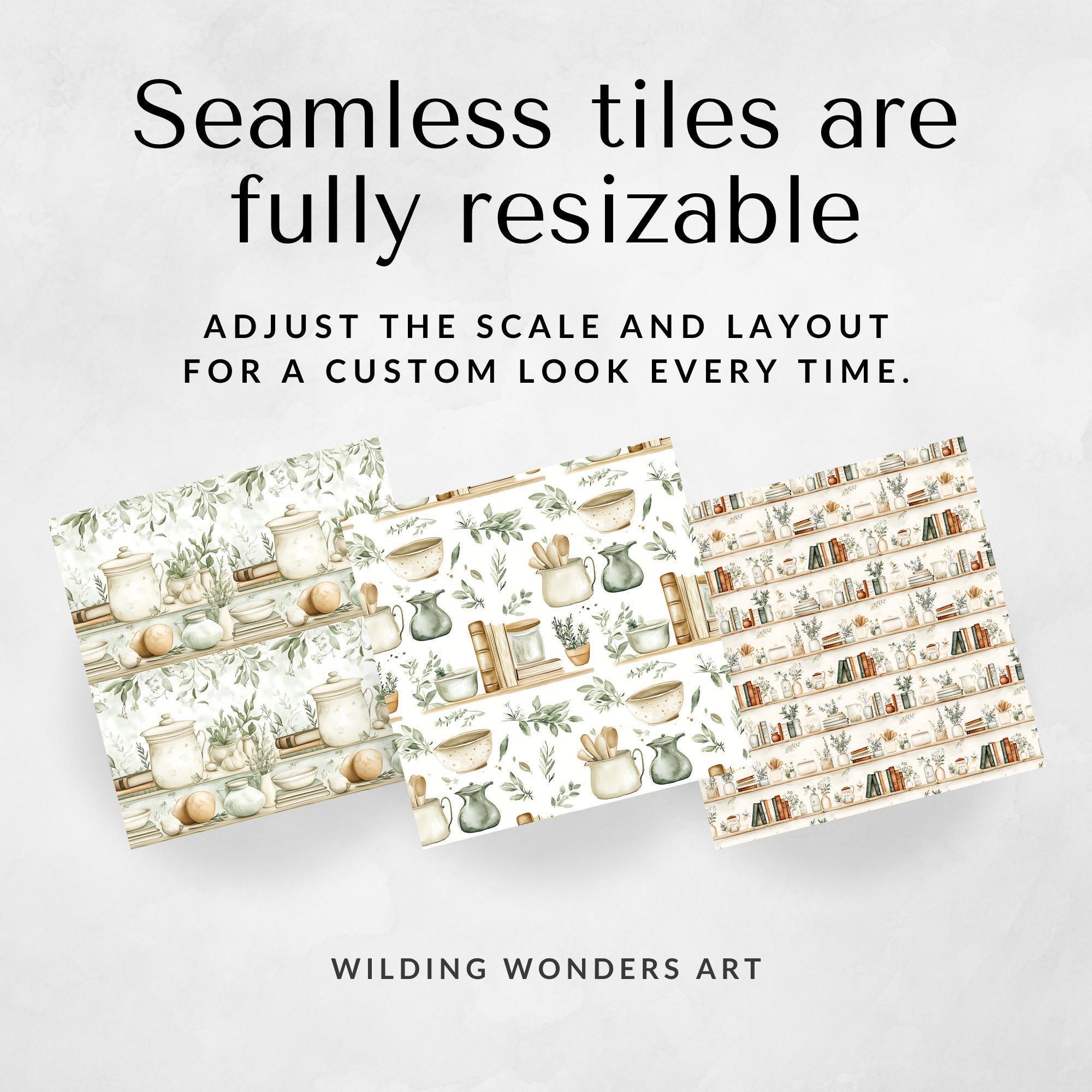 Cookbook Seamless Pattern Backgrounds, Kitchen Clipart, Recipe Book Art ...