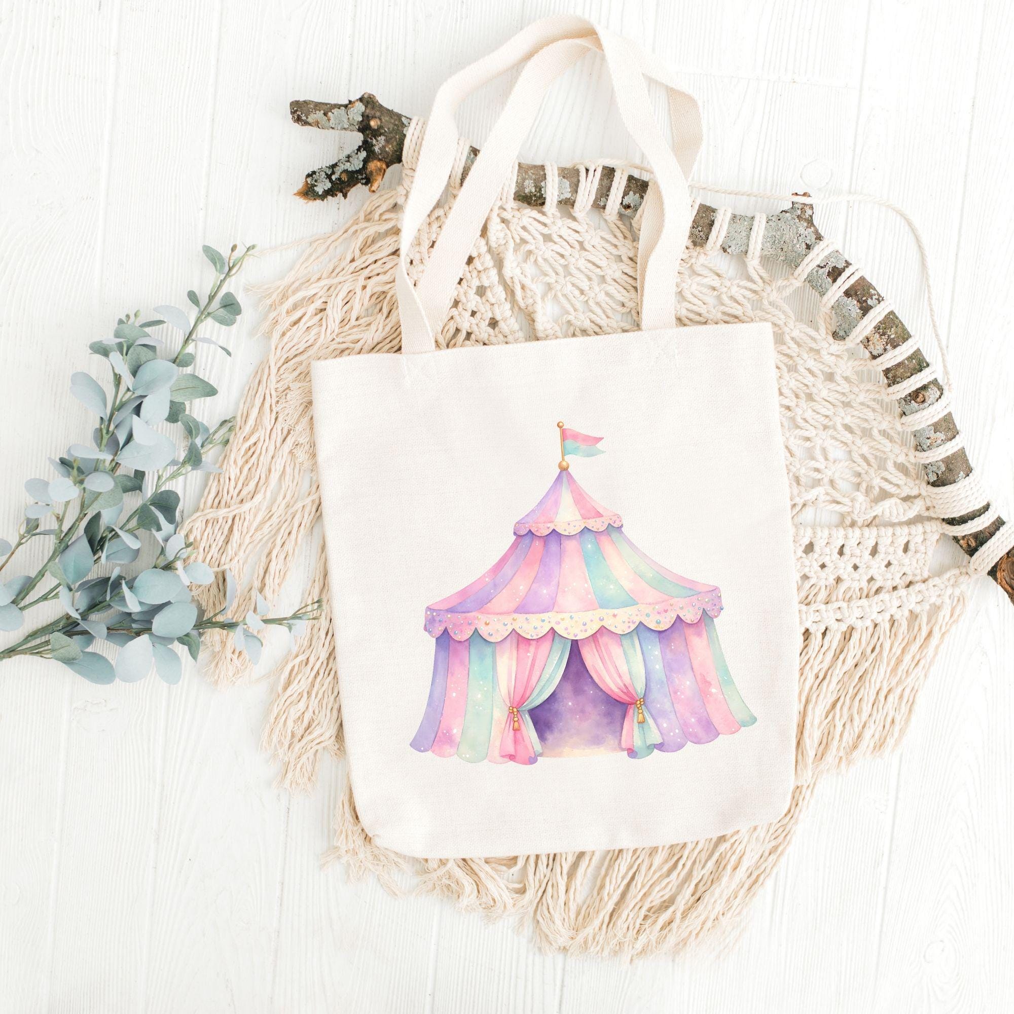 Pastel Circus Tent Clipart Pack for Commercial Use, Watercolor Carnival ...