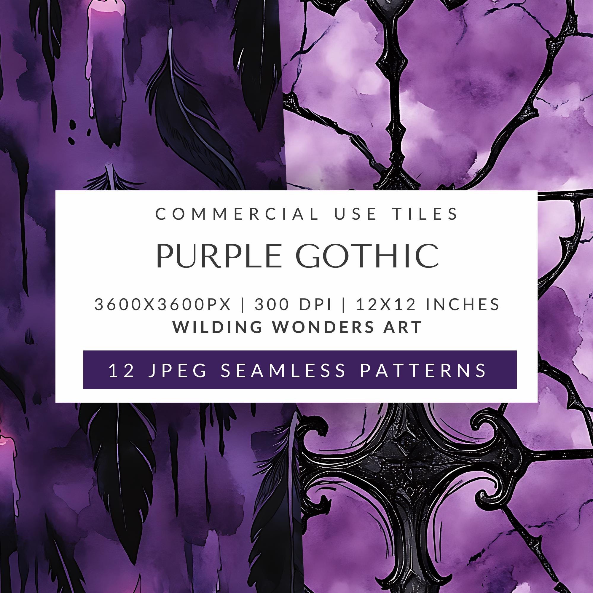 Purple Gothic Seamless Pattern Backgrounds, Skull Roses, Gothic Garden ...