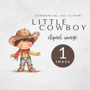 Baby Boy Cowboy Clipart for Commercial Use, Wild West PNG, Watercolor Cowboy Baby Clipart, Little Boy Cowboy Party, Baby Western Clipart