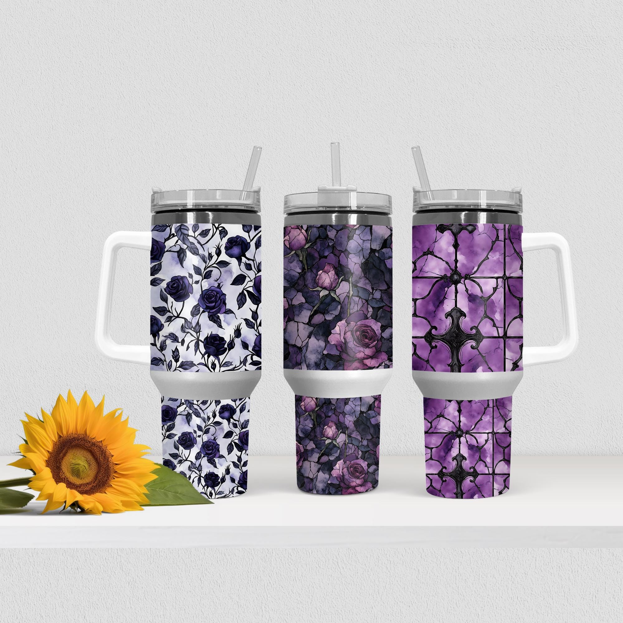 Purple Gothic Seamless Pattern Backgrounds, Skull Roses, Gothic Garden ...