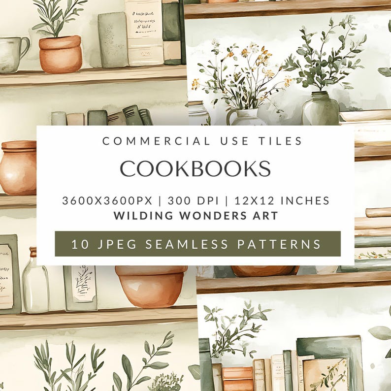 Cookbook Seamless Pattern Backgrounds, Kitchen Clipart, Recipe Book Art ...