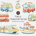 Public Transportation Clipart Pack for Commercial Use, Watercolor ...