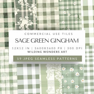 Salie groen pastel naadloze patroon achtergronden, herhalende JPG, madeliefje pastel, toile pastel, plakboek, commercieel gebruik, digitale DOWNLOAD
