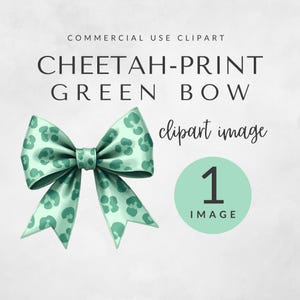 Cheetah Print Green Bow Clipart for Commercial Use, Leopard Print Bow PNG, Green Animal Print Bow, Coquette Aesthetic (Digital Download)