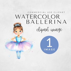Ballerina Aquarell Clipart für kommerzielle Nutzung, niedliche blaue Tänzerin Clipart, Sublimation Mädchen, lila Tutu Bild, Ballerina Party