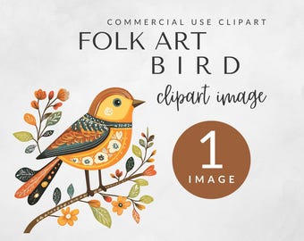 Folk Art Bird Clipart Pack for Commercial Use, Illustrated Birds, Scandinavian Clipart, Nordic Folk Art, Bird Clip Art, Watercolor Clipart