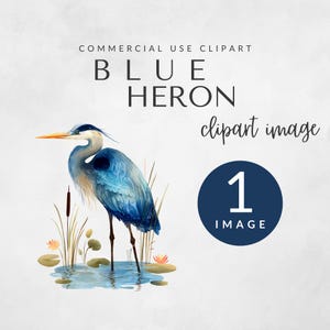 Great Blue Heron Clipart Pack for Commercial Use, Wildlife Bird Sublimation Design, Heron Bird PNG, Blue Heron Wall Art, DIGITAL DOWNLOAD