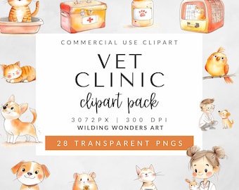 Vet Clinic Clipart Pack for Commercial Use, Veterinary Tech, Animal Hospital, Vet Clinic Printable, Veterinary Medicine, Vet Assistant