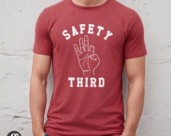 Safety Third Funny 4th of July Shirt: Adult Humor Fireworks Graphic Tee for Men