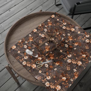Mocha Boho Floral Wrapping Paper: 90gsm Fine Art Paper image 6