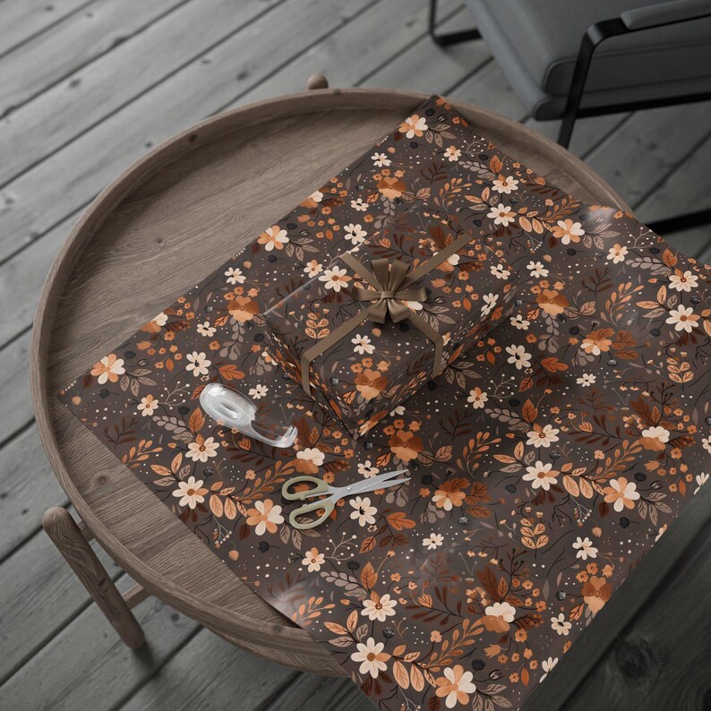 Mocha Boho Floral Wrapping Paper: 90gsm Fine Art Paper image 6