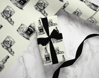Whiskey Gift Wrapping Paper: Elegant Alcohol Enthusiast Gift Wrap