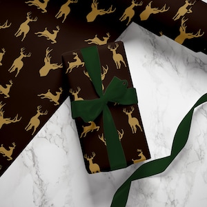 Carta da regalo a forma di cervo, carta da regalo a forma di alce, regalo di caccia per uomo, carta da regalo per le feste, carta da regalo natalizia, rotolo di carta da regalo maschile