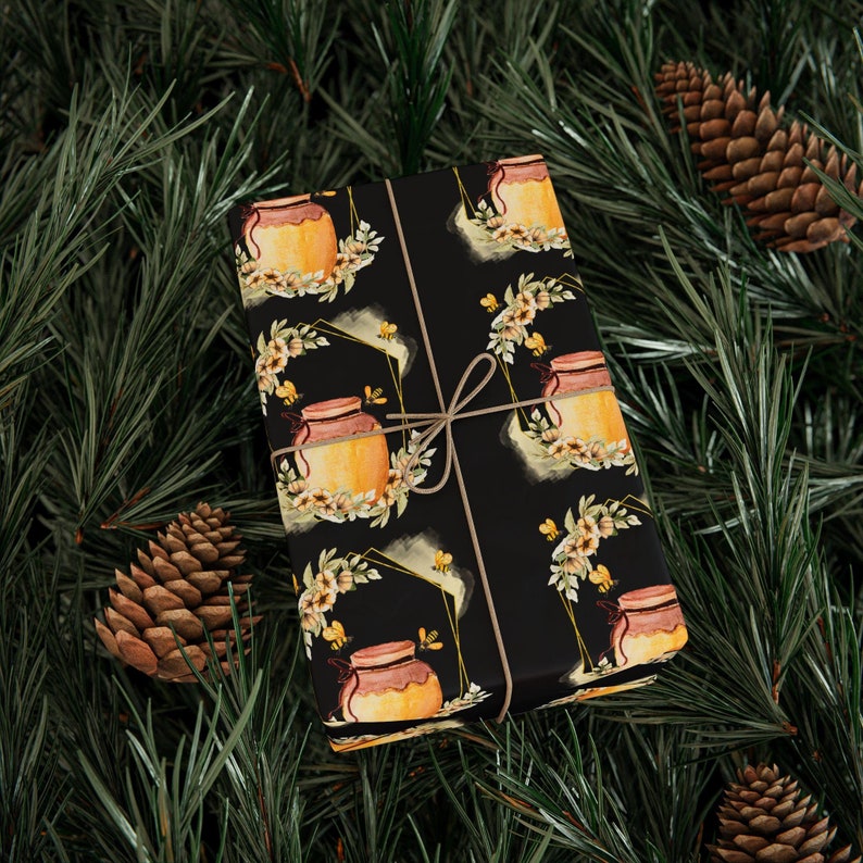 Papel de regalo vintage con diseño de abejas: papel de regalo con diseño de colmena retro imagen 1