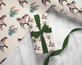 Vintage Mallard Duck Wrapping Paper: Elegant Gift Wrap