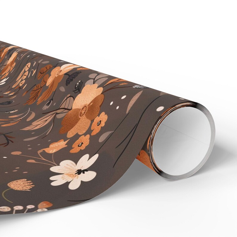 Mocha Boho Floral Wrapping Paper: 90gsm Fine Art Paper image 4