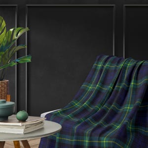 Tartan Sherpa Blanket, Tartan Blue Green Plaid Throw, Cozy Couch Blanket, Winter Home Decor, Gift for Him Her, Holiday Lap Blanket