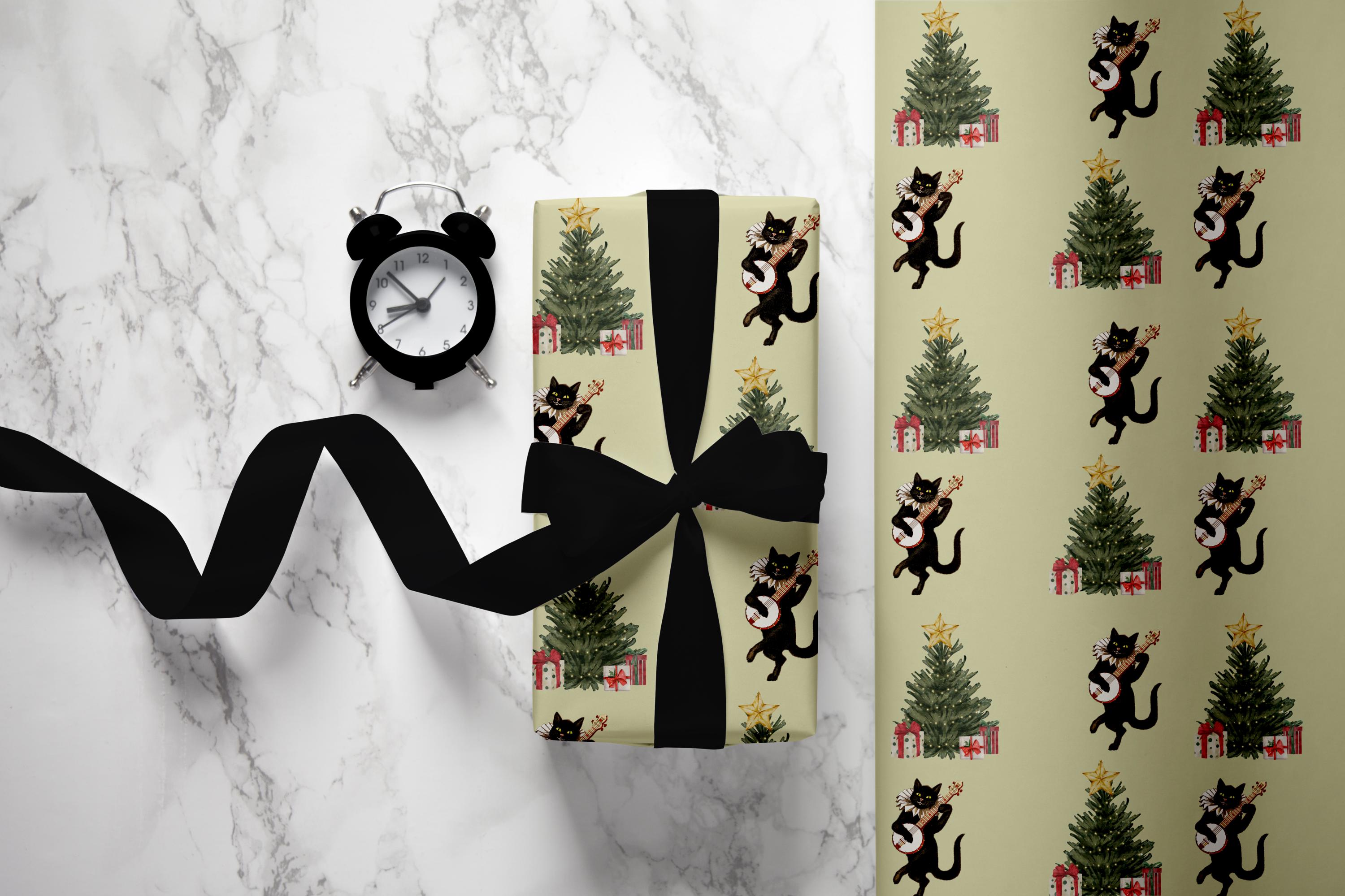 Cat Christmas Wrapping Paper - Holiday gift wrap, Cute cat design, Festive wrapping sheets, Gift packaging, Christmas cat theme