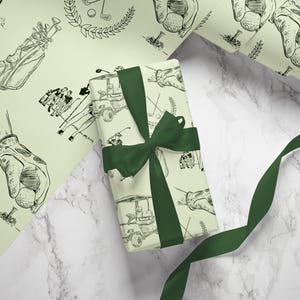 Vintage Golf Toile Wrapping Paper: Sports Gift Wrap