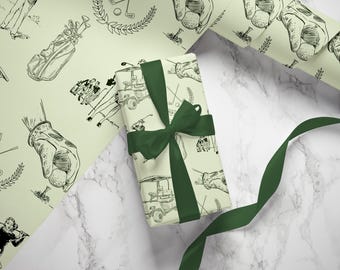 Vintage Golf Toile Wrapping Paper: Sports Gift Wrap