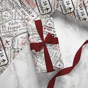 Carta da regalo con francobolli per passaporti antichi, carta da regalo da viaggio, tema viaggi vintage, carta da regalo Wanderlust, carta da regalo per avventure, viaggio