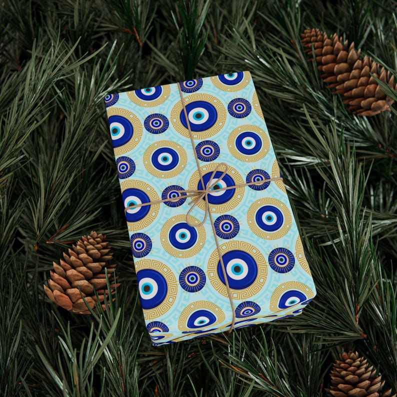 Griechisches Böses Auge Geschenkpapier: Glücksbringer Geschenkpapier Bild 7