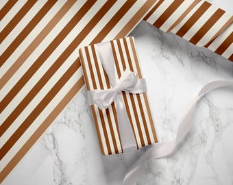 Brown Striped Gift Wrap Roll, Wrapping Paper