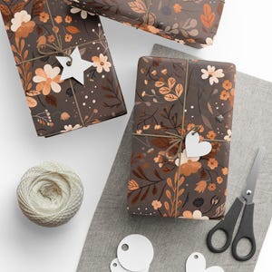 Mocha Boho Floral Wrapping Paper: 90gsm Fine Art Paper image 2