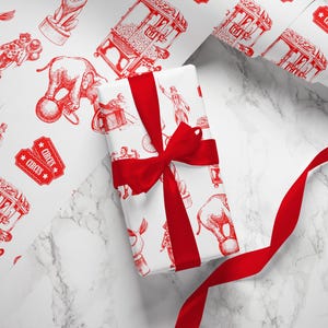 Vintage Circus Gift Wrap, Classic Circus Wrapping Paper, Retro Paper Wrap, Birthday Gift, Christmas Gift Circus Theme, Traditional Circus