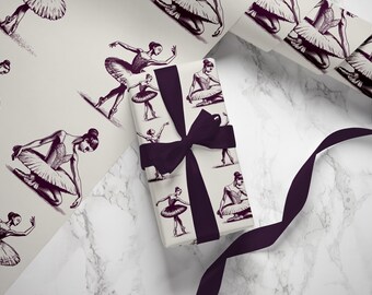 Papel de regalo de bailarina morado: elegante papel de regalo de ballet
