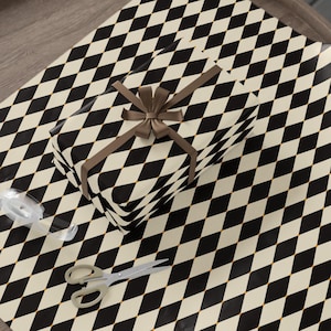 Harlequin Gift Wrap, Checkered Wrapping Paper, Wedding Gift Wrap, Elegant Gift Wrap for Special Occasion, Classic Wrapping paper roll