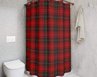 Red Tartan Plaid Shower Curtain: Winter Holiday Bathroom Decor