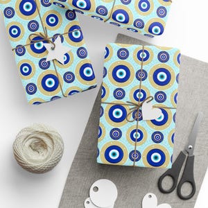 Griechisches Böses Auge Geschenkpapier: Glücksbringer Geschenkpapier Bild 3