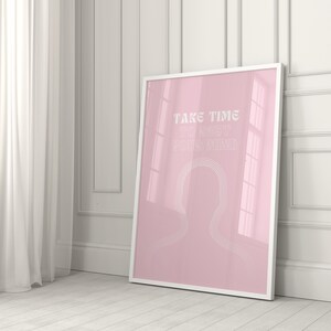 Take Time to Rest Your Mind Pink Digital Print | Inspirational Wall Art | Instant Download | Mindfulness Decor | Energy Aura Manifestation