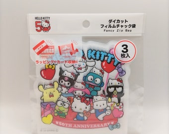 2023 Sanrio Characters 50th Zip Bags,Collectible anime  Kawaii Cute Holidays Gifts Japan Zip lock Bags Resealable,127mm×129mm,Chuck forCards