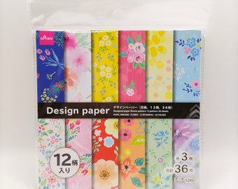 Wagara Origami,flower Pttern Paper Pack,Paper 5.9x5.9 inches,36 Sheets,One side design of flower Pttern,Lightweight Craft,origami paper