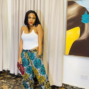 African Print Wide Leg Pants: Ankara Cotton Trousers