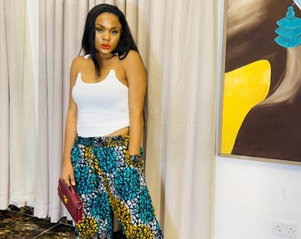 African Print Wide Leg Pants: Ankara Cotton Trousers