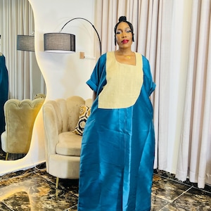 Mikado Silk Boubou: African Kaftan Dress, One Size